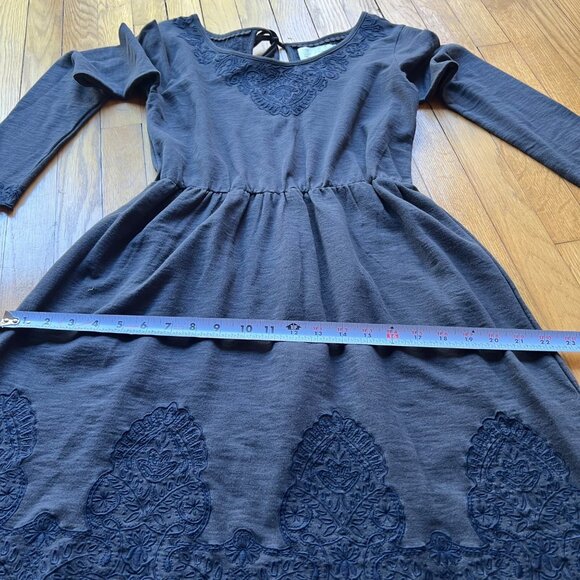 Anthropologie Saturday Sunday Size S Gray Ellie Long Sleeve Embroidered Dress - Picture 10 of 16